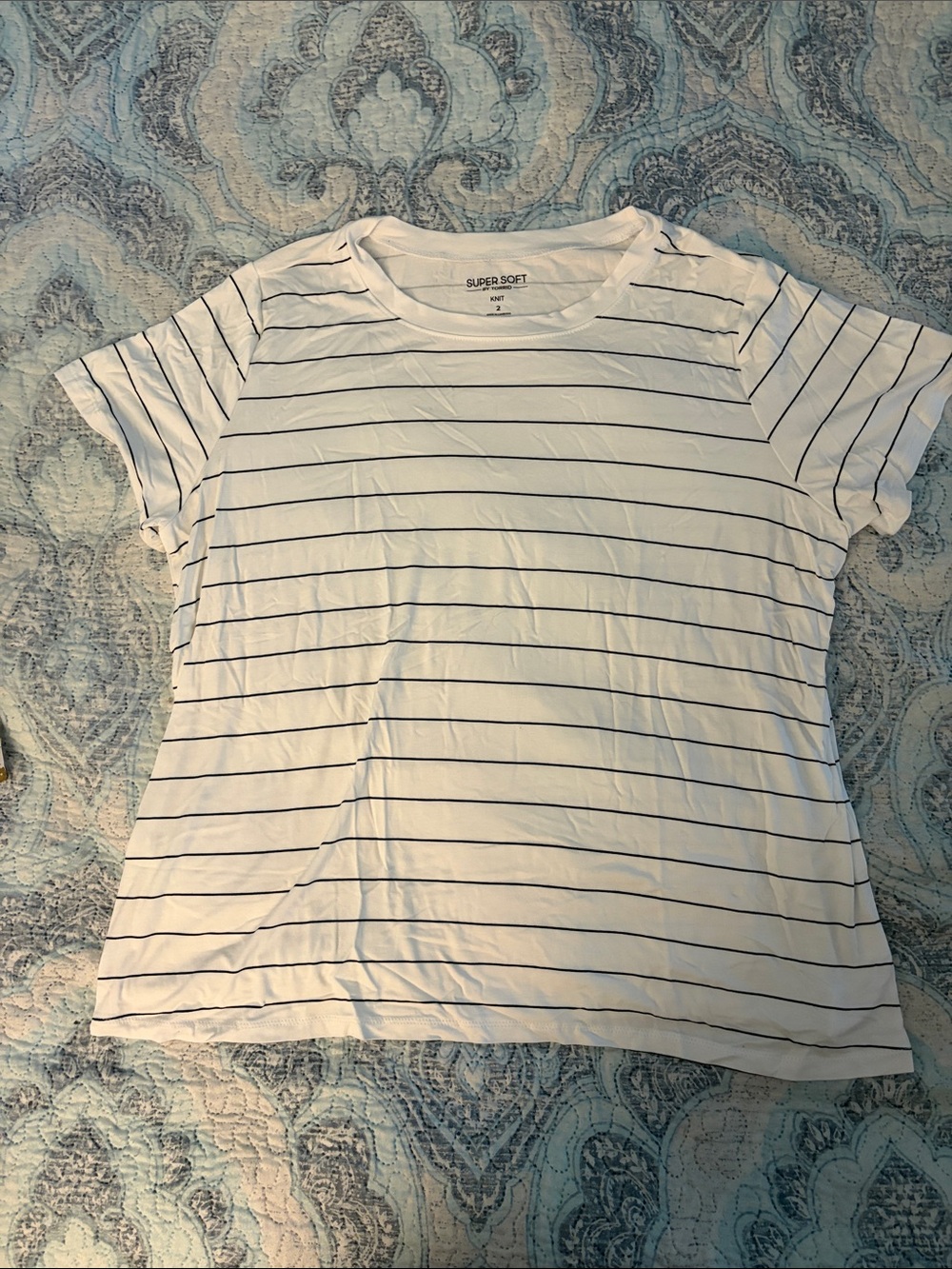 torrid White Tee with Thin Stripes